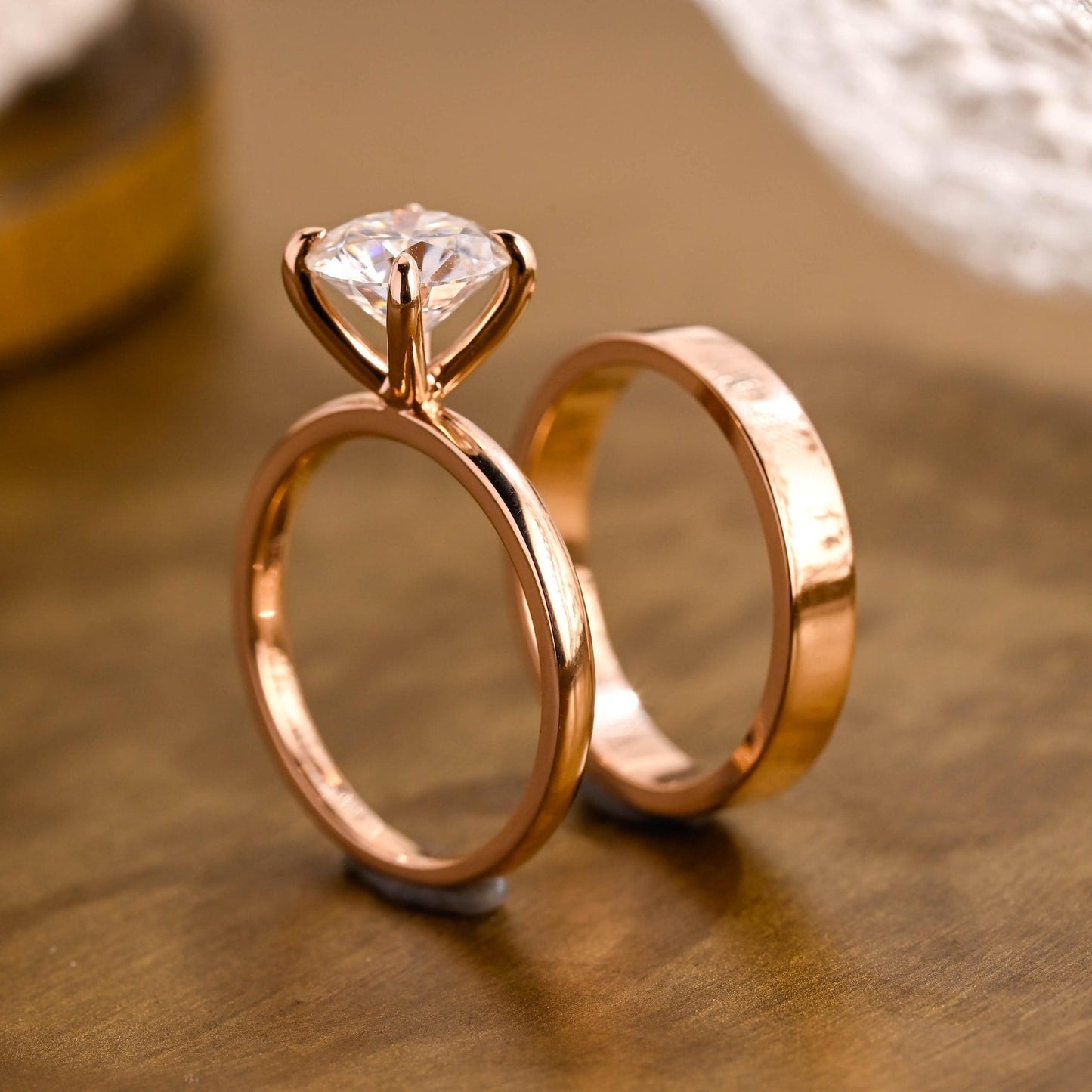 1.0 CT Round Solitaire Lab Grown Diamond Bridal Ring Set