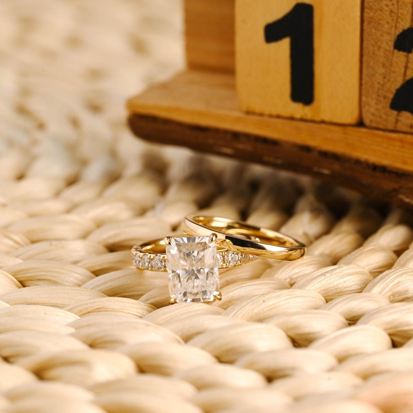 1.0 CT Round Solitaire Lab Grown Diamond Bridal Ring Set