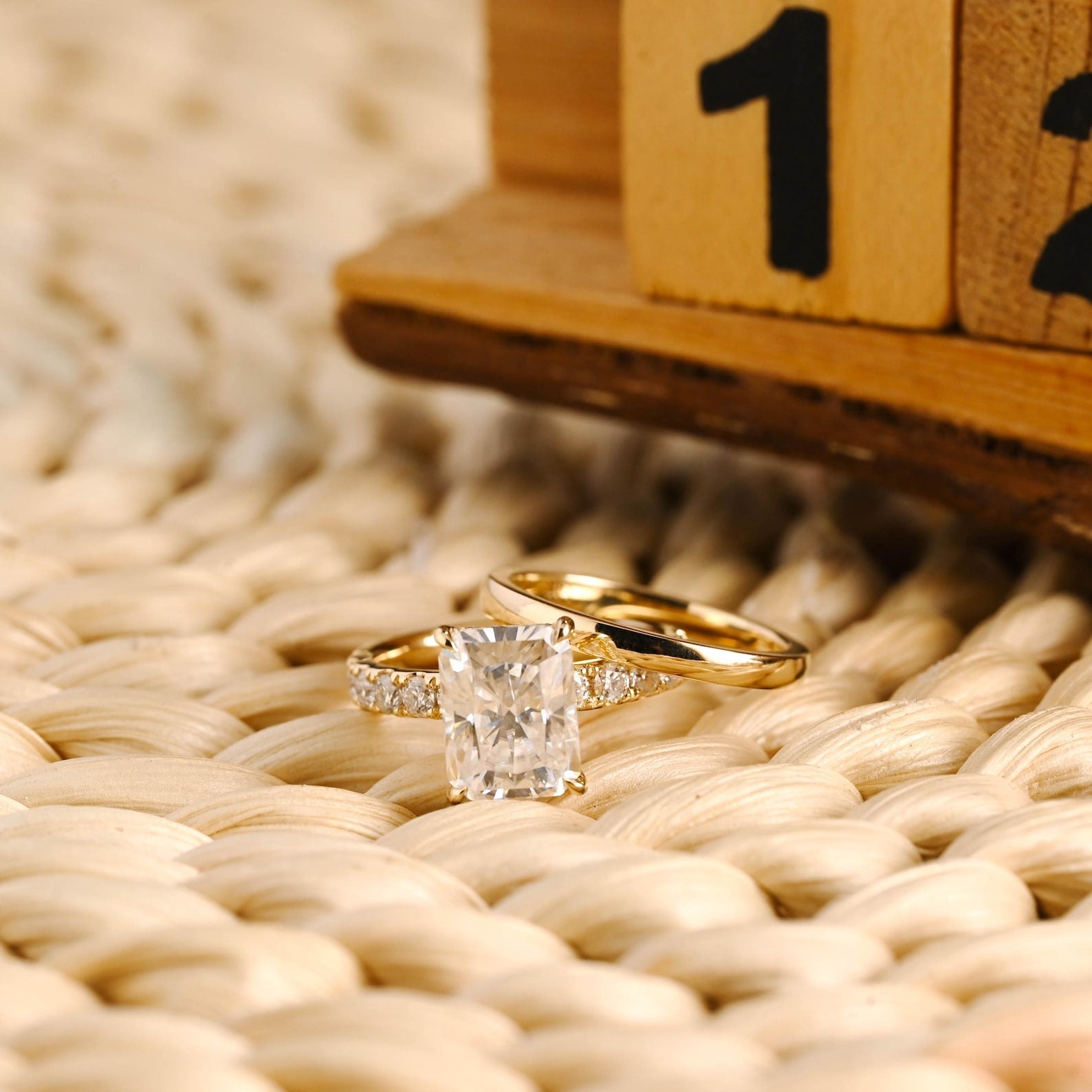 1.0 CT Round Solitaire Lab Grown Diamond Bridal Ring Set