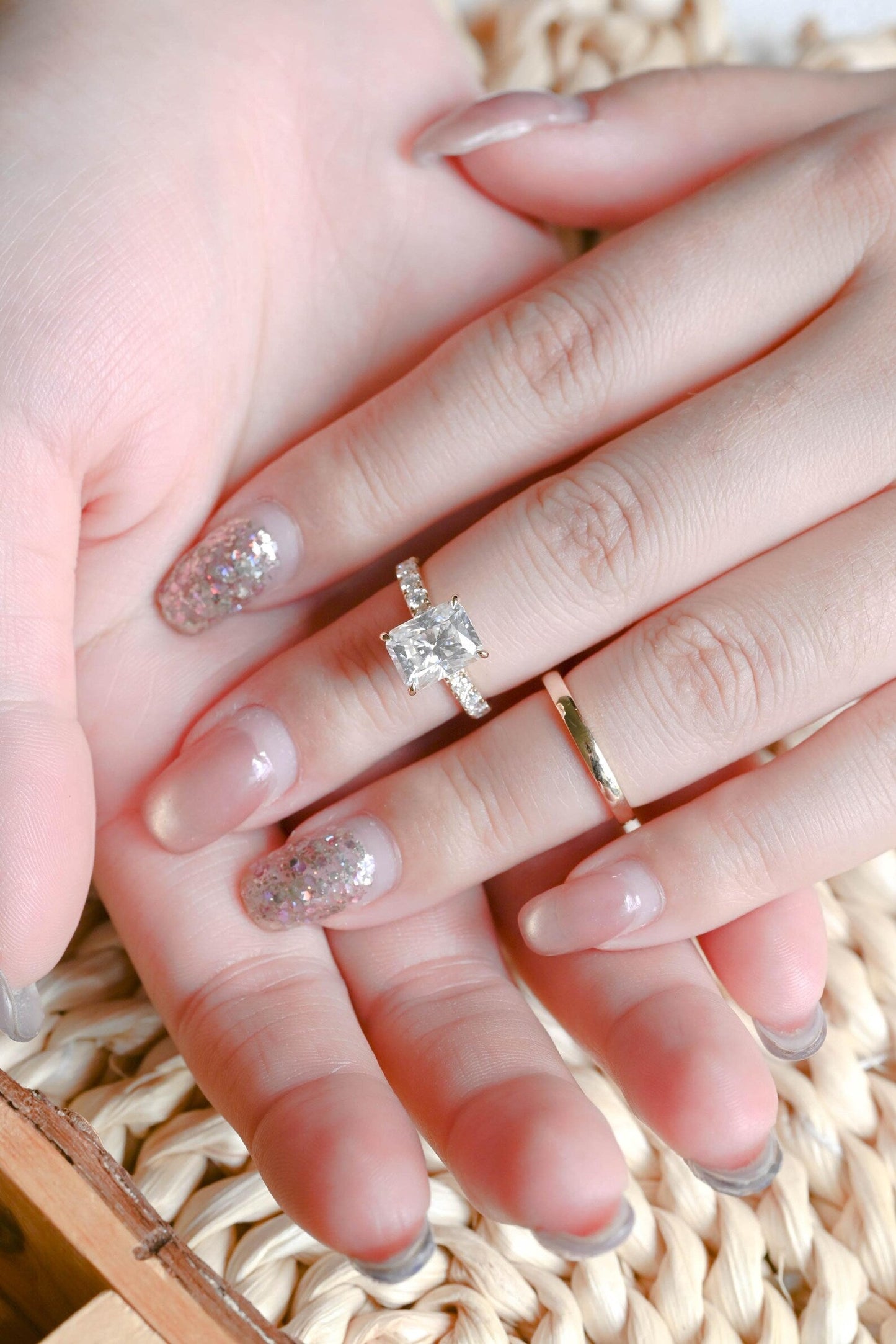 1.0 CT Round Solitaire Lab Grown Diamond Bridal Ring Set