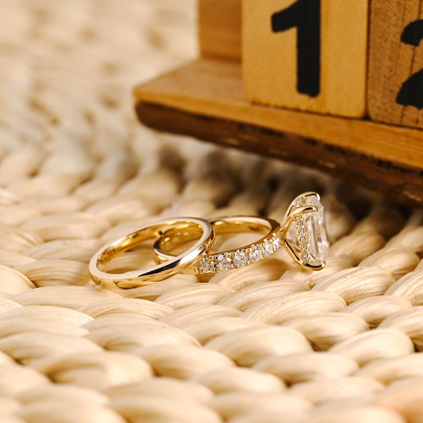 1.0 CT Round Solitaire Lab Grown Diamond Bridal Ring Set