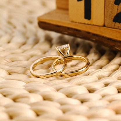 1.0 CT Round Solitaire Lab Grown Diamond Bridal Ring Set