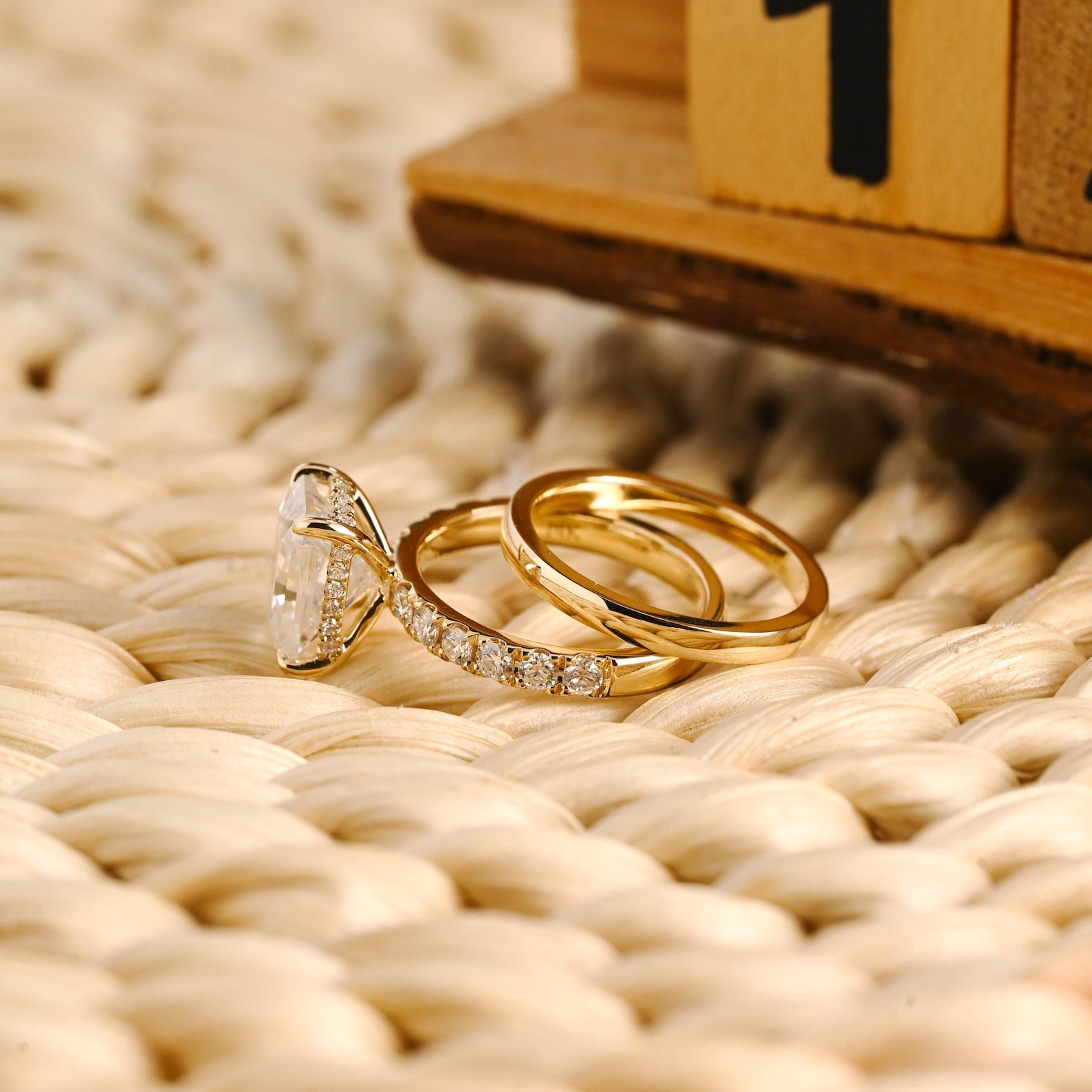 1.0 CT Round Solitaire Lab Grown Diamond Bridal Ring Set