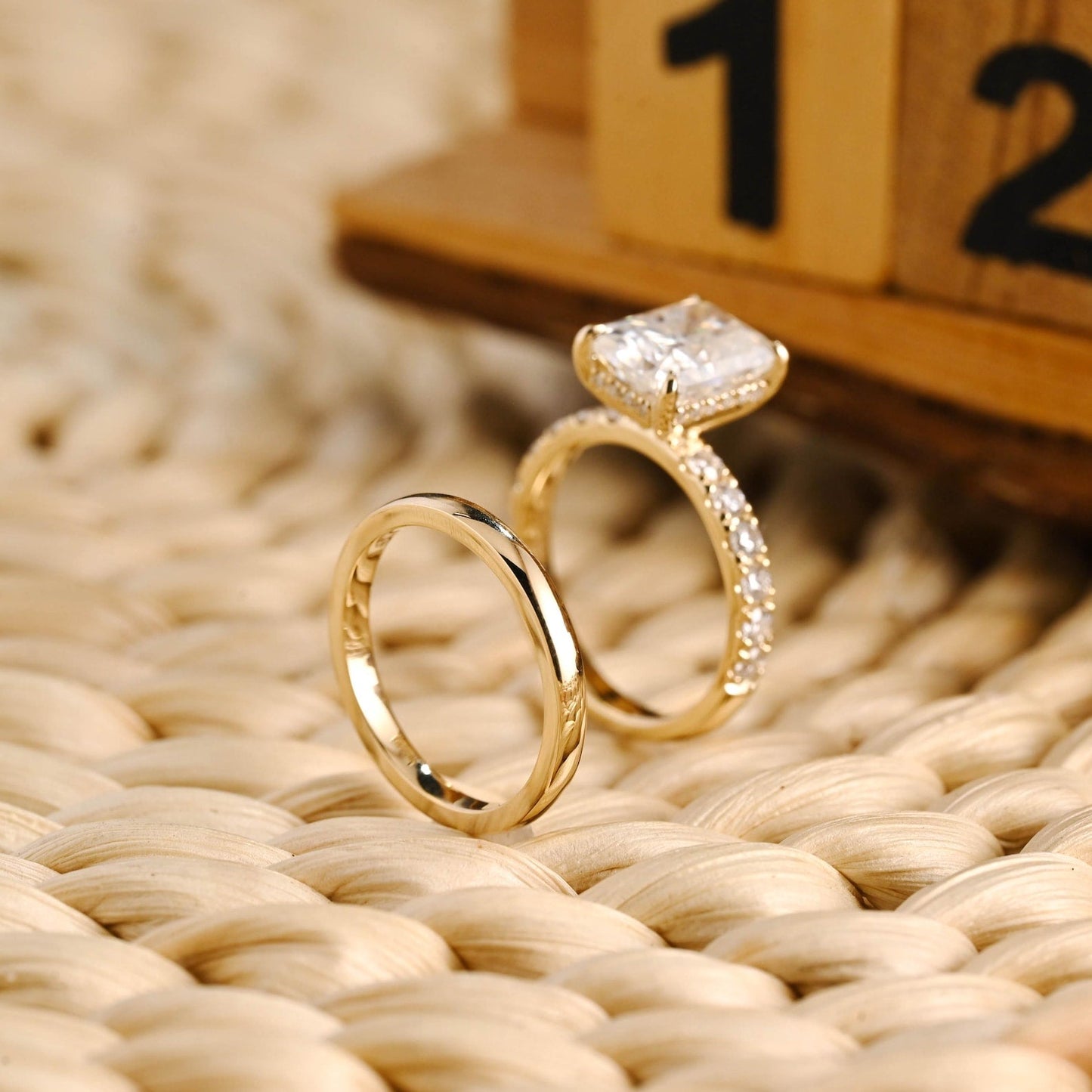 1.0 CT Round Solitaire Lab Grown Diamond Bridal Ring Set