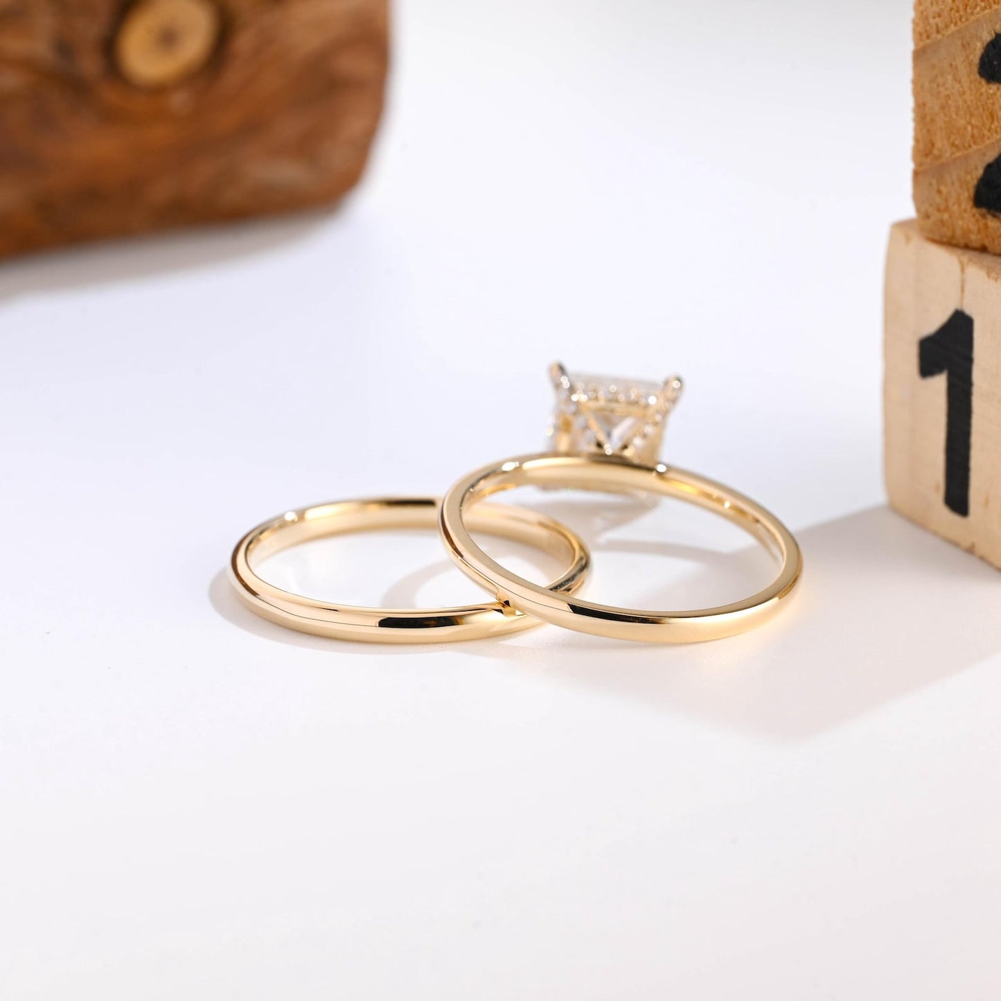 1.0 CT Round Solitaire Lab Grown Diamond Bridal Ring Set