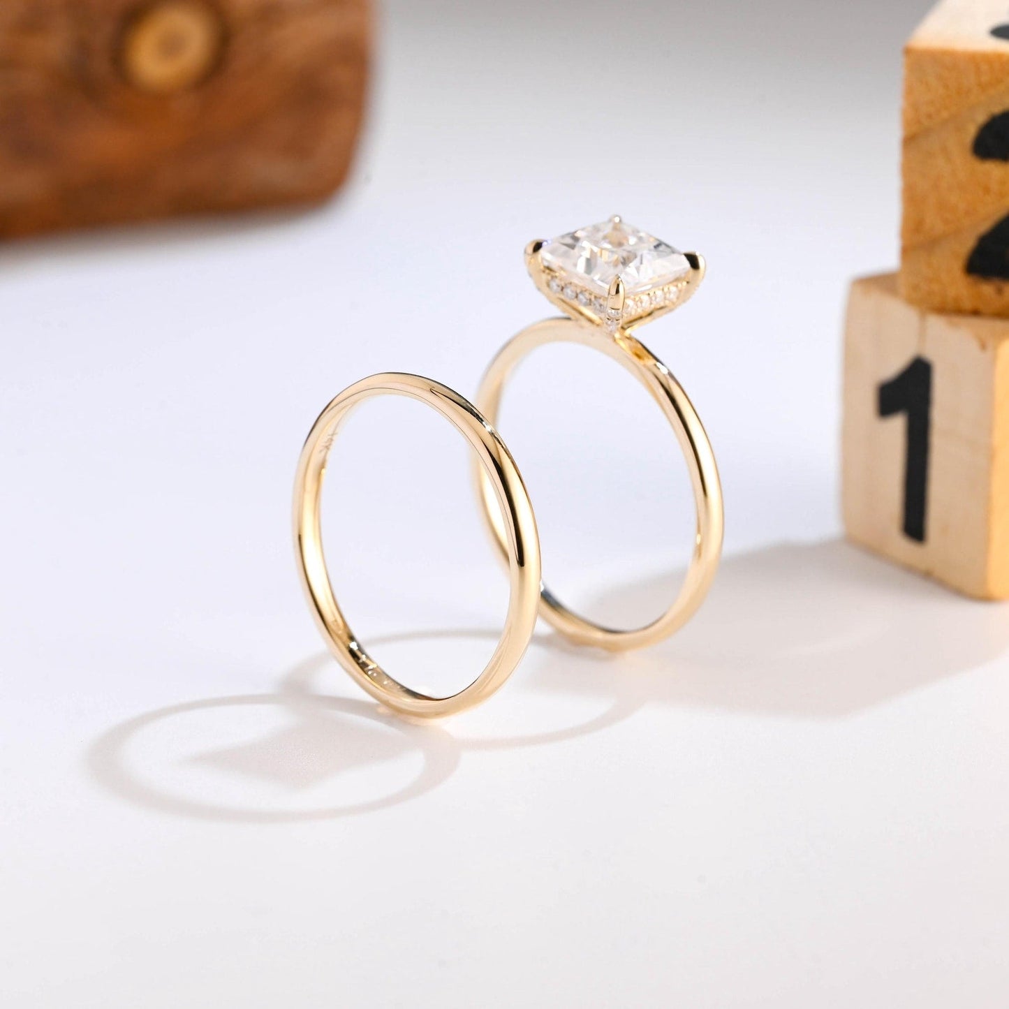 1.0 CT Round Solitaire Lab Grown Diamond Bridal Ring Set