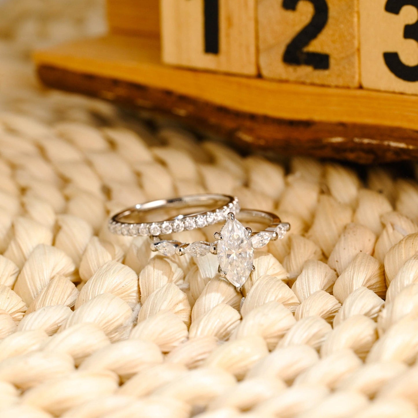1.0 CT Round Solitaire Lab Grown Diamond Bridal Ring Set