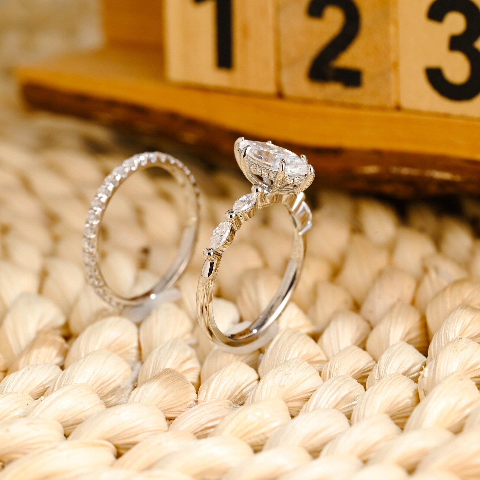 1.0 CT Round Solitaire Lab Grown Diamond Bridal Ring Set