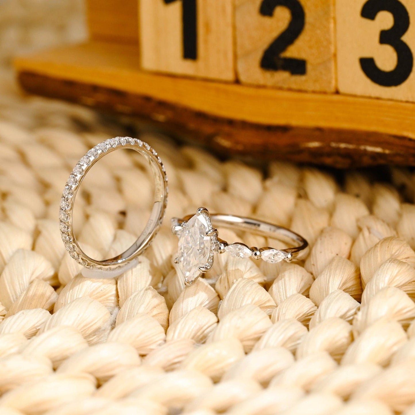 1.0 CT Round Solitaire Lab Grown Diamond Bridal Ring Set