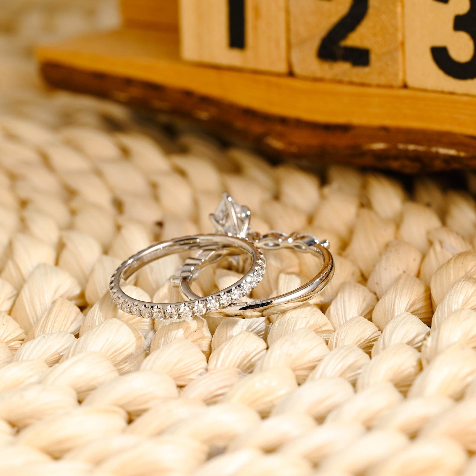 1.0 CT Round Solitaire Lab Grown Diamond Bridal Ring Set