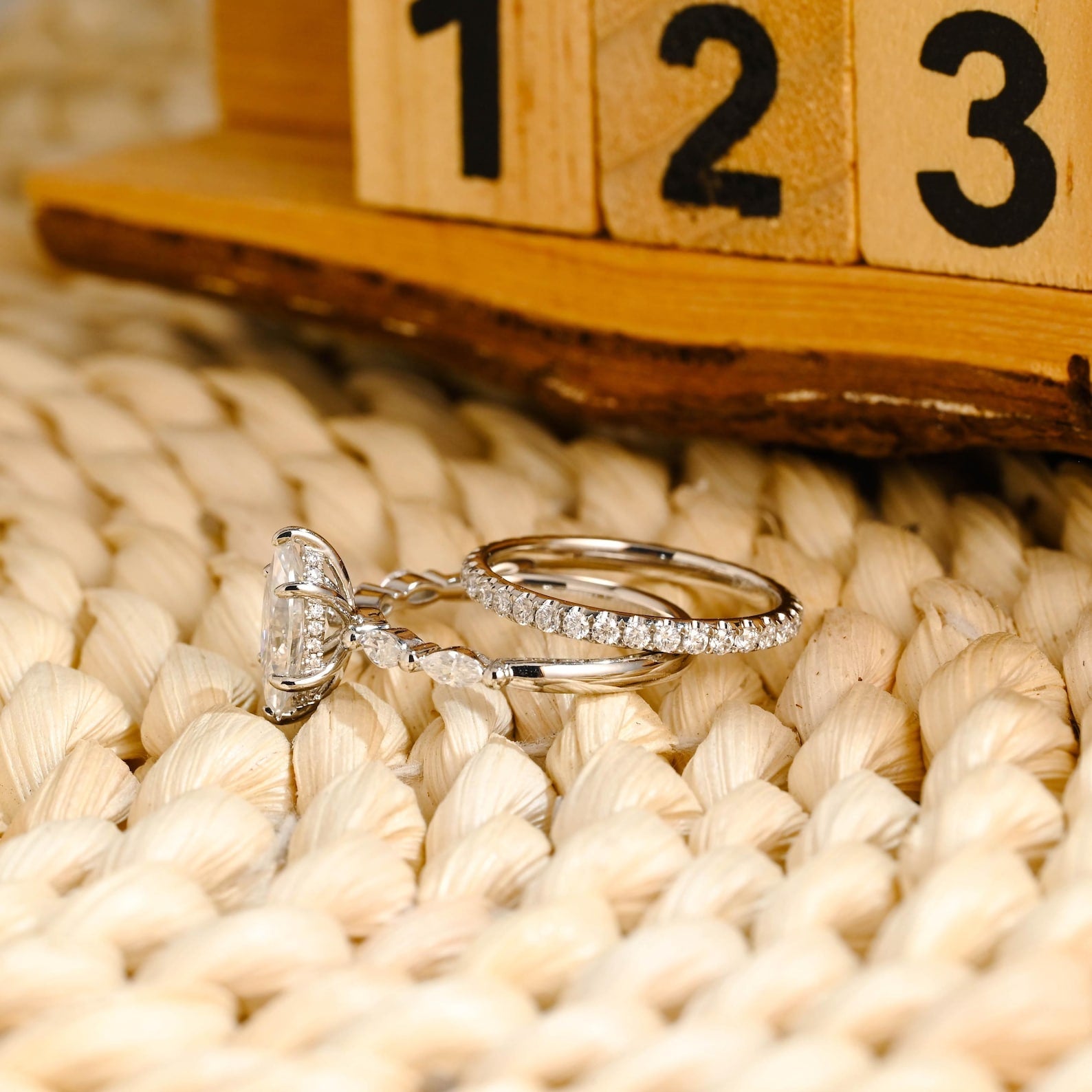1.0 CT Round Solitaire Lab Grown Diamond Bridal Ring Set