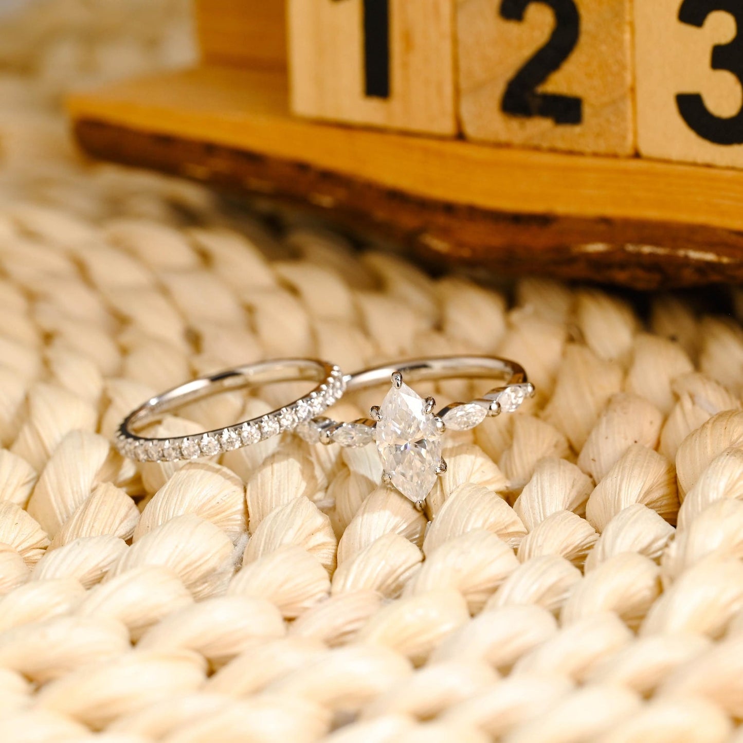 1.0 CT Round Solitaire Lab Grown Diamond Bridal Ring Set