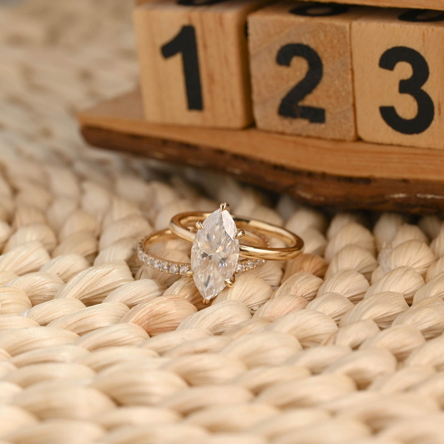 1.0 CT Round Solitaire Lab Grown Diamond Bridal Ring Set