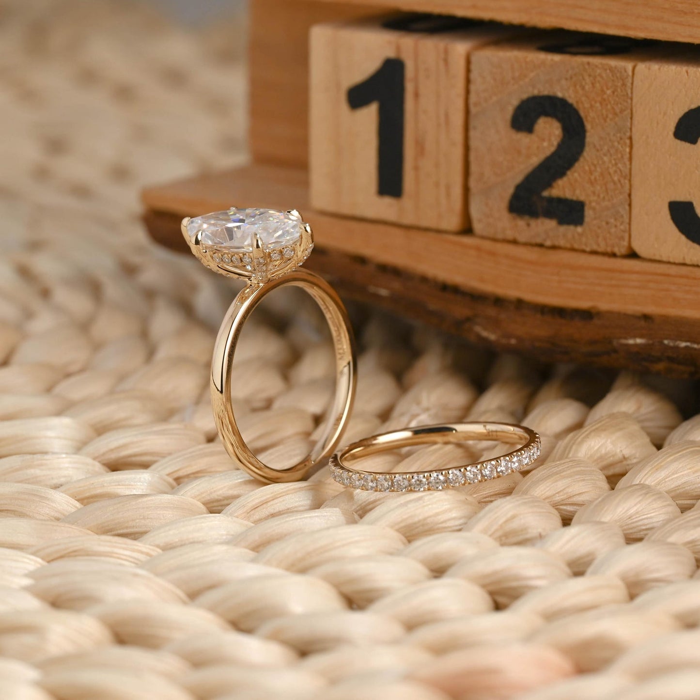 1.0 CT Round Solitaire Lab Grown Diamond Bridal Ring Set