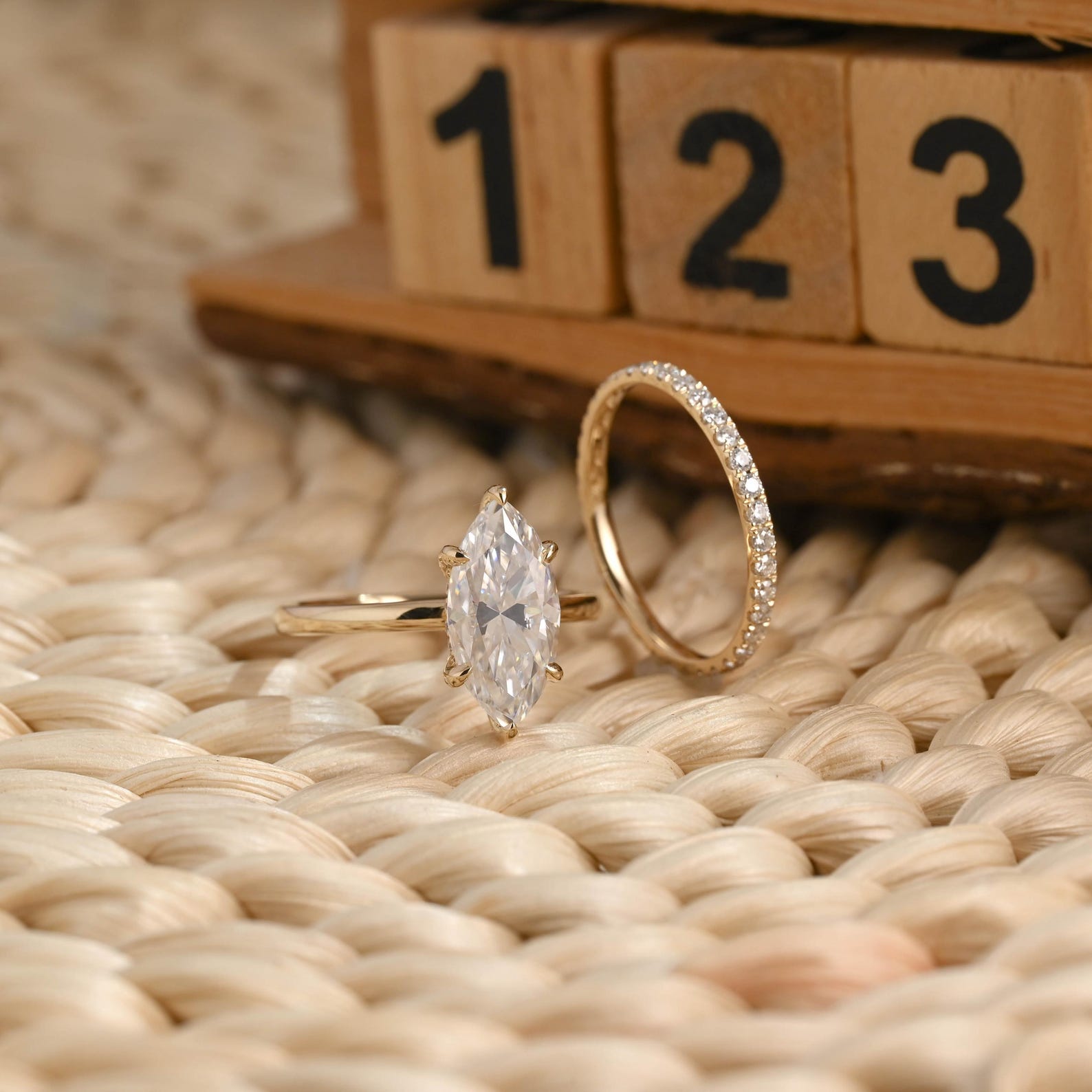 1.0 CT Round Solitaire Lab Grown Diamond Bridal Ring Set