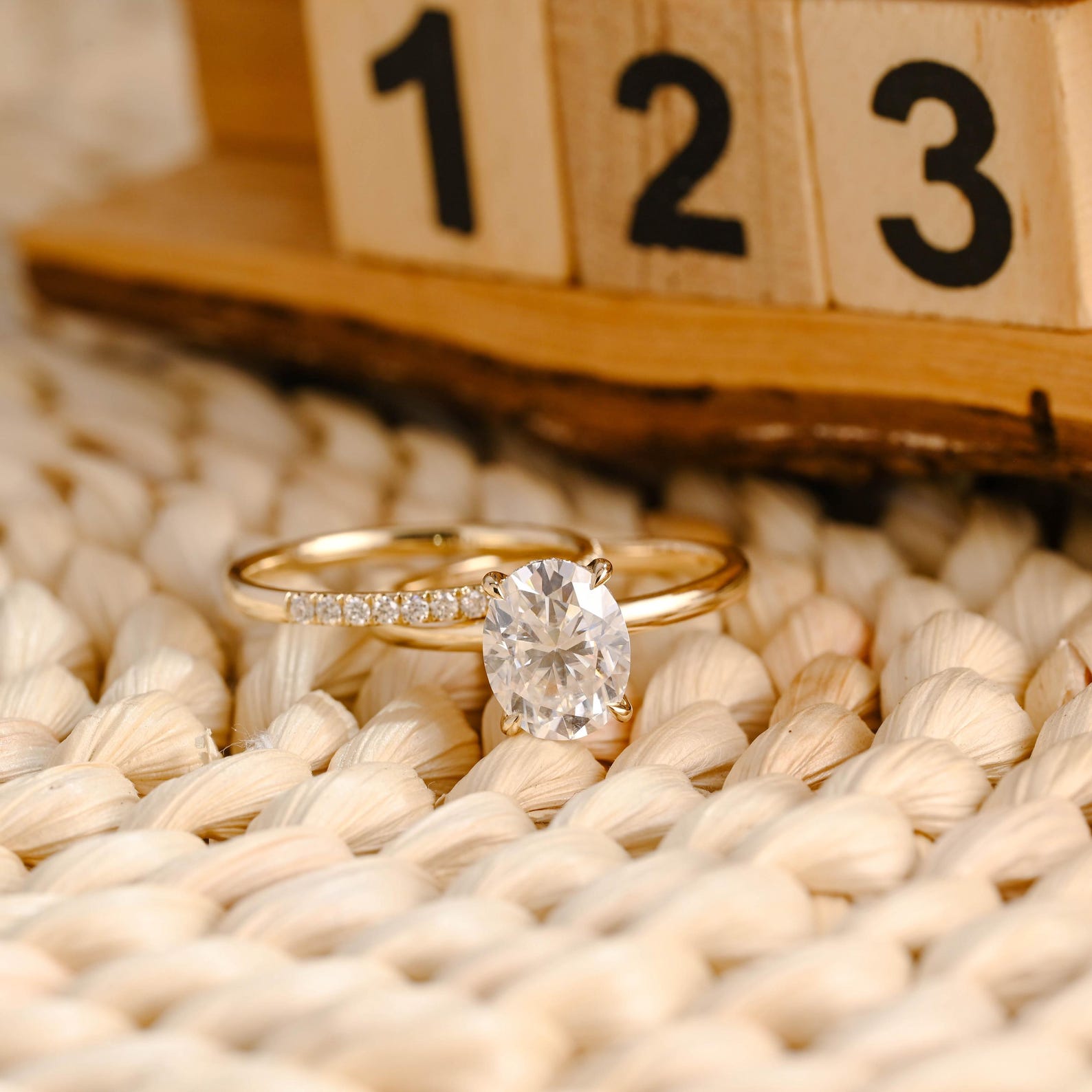 1.0 CT Round Solitaire Lab Grown Diamond Bridal Ring Set