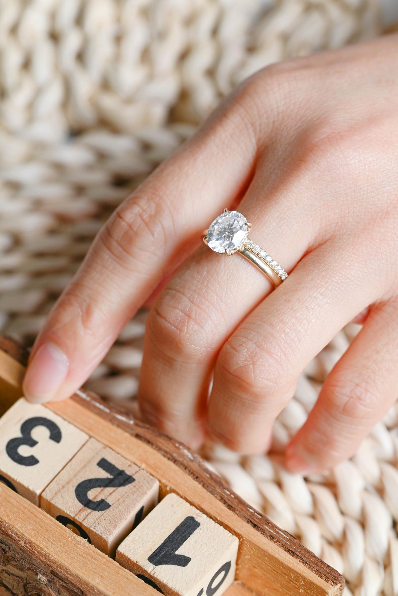 1.0 CT Round Solitaire Lab Grown Diamond Bridal Ring Set