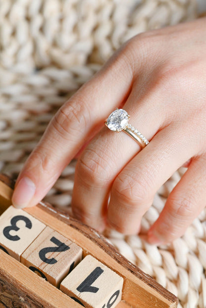 1.0 CT Round Solitaire Lab Grown Diamond Bridal Ring Set