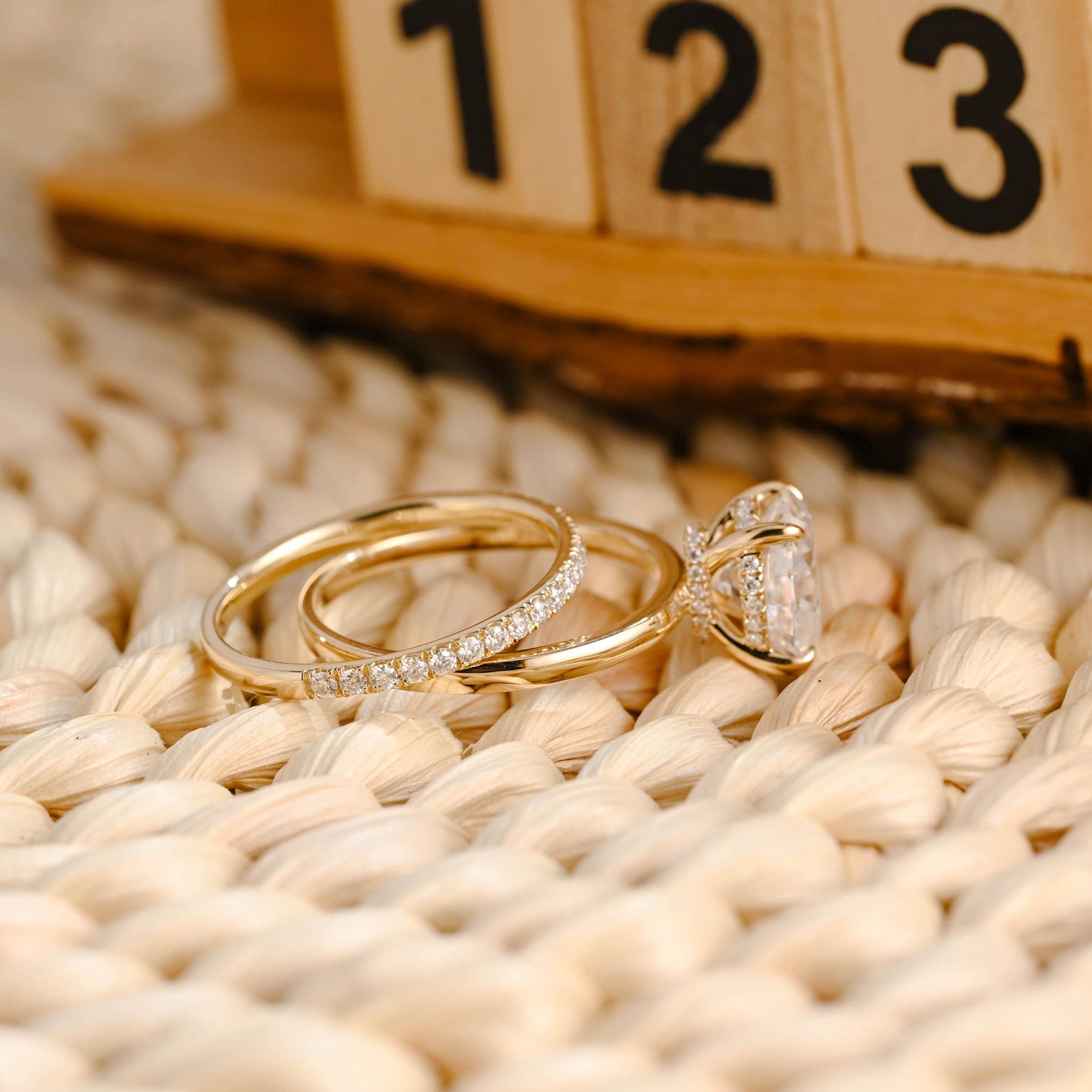 1.0 CT Round Solitaire Lab Grown Diamond Bridal Ring Set