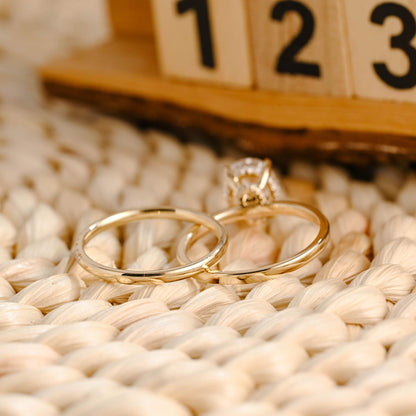 1.0 CT Round Solitaire Lab Grown Diamond Bridal Ring Set