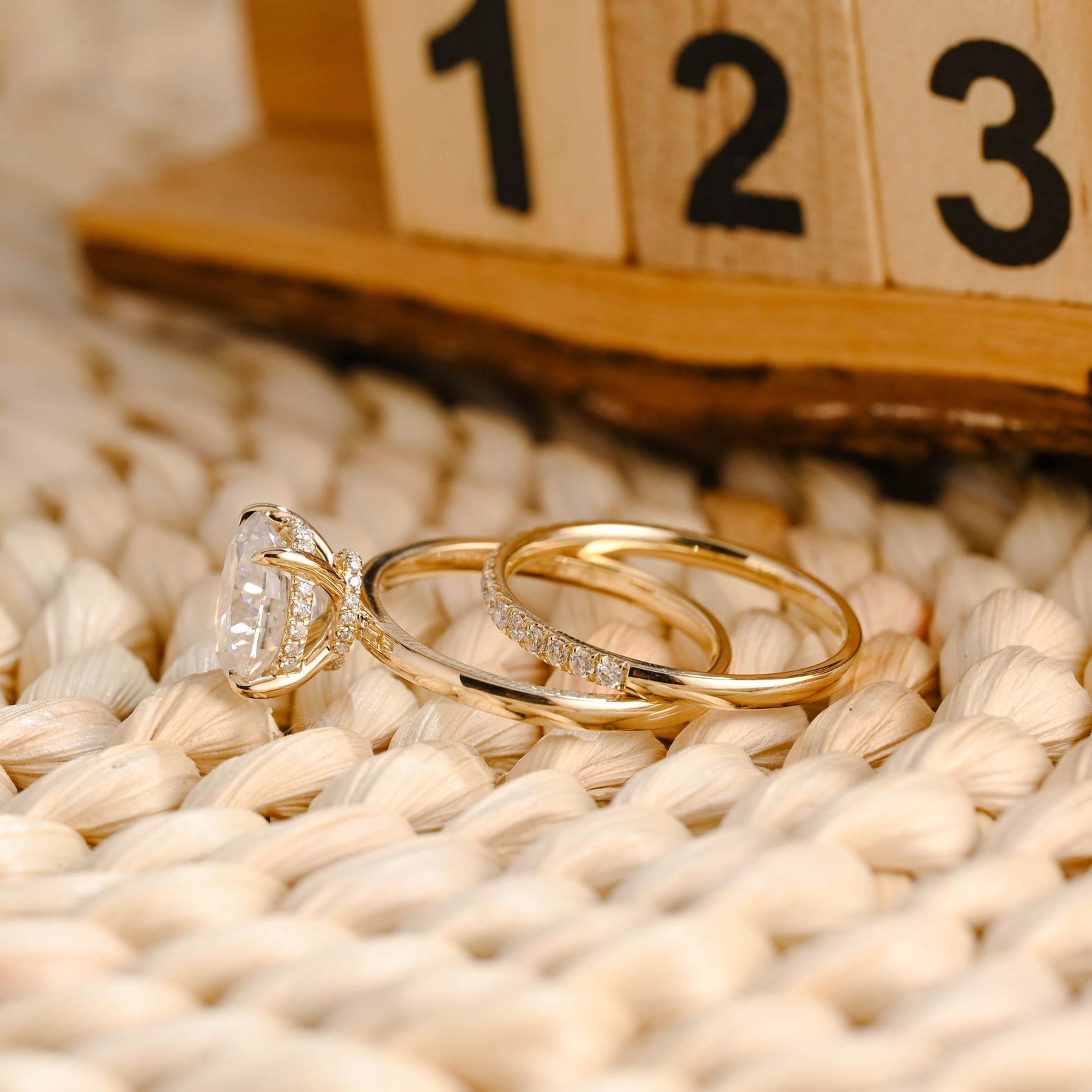 1.0 CT Round Solitaire Lab Grown Diamond Bridal Ring Set