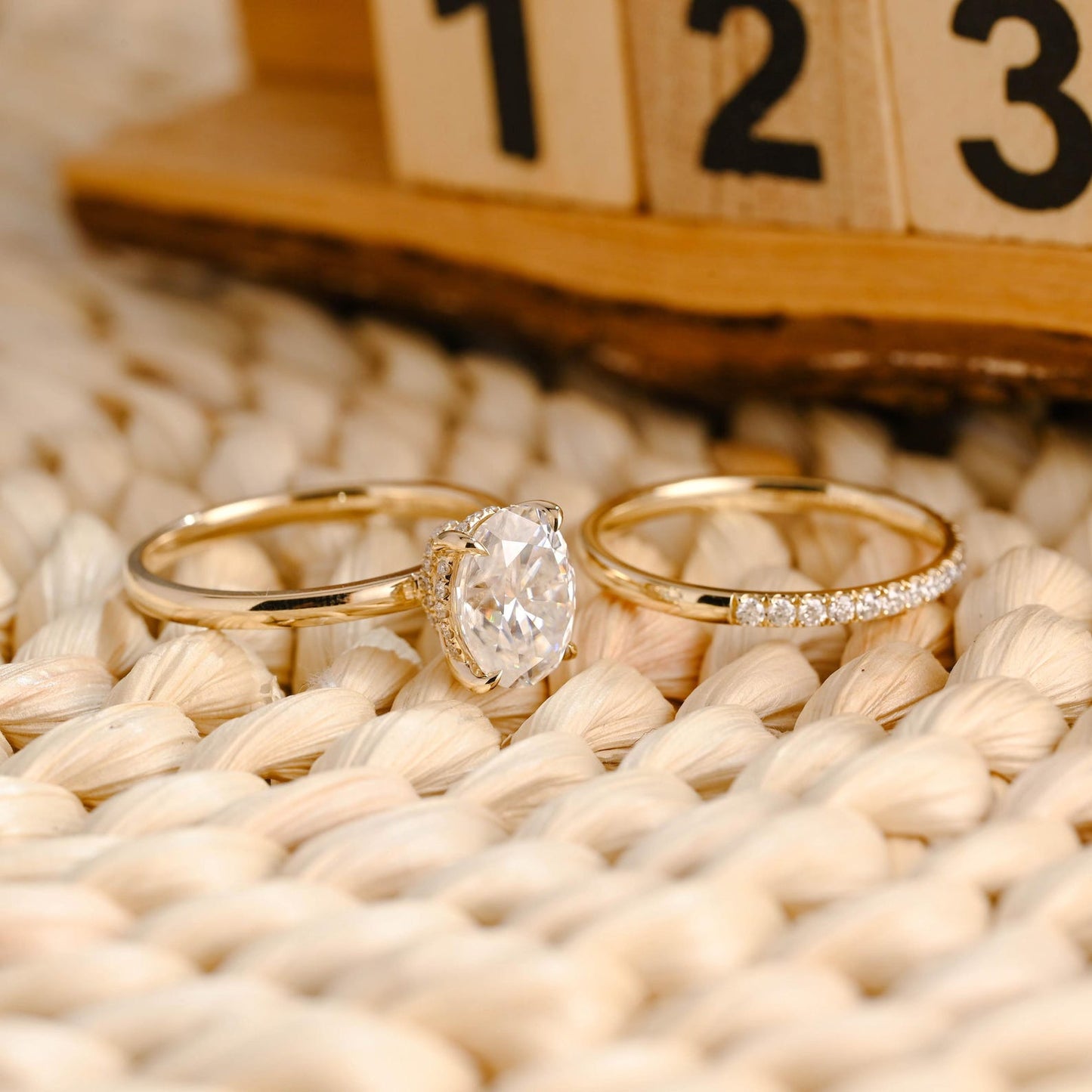 1.0 CT Round Solitaire Lab Grown Diamond Bridal Ring Set