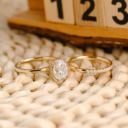 1.0 CT Round Solitaire Lab Grown Diamond Bridal Ring Set