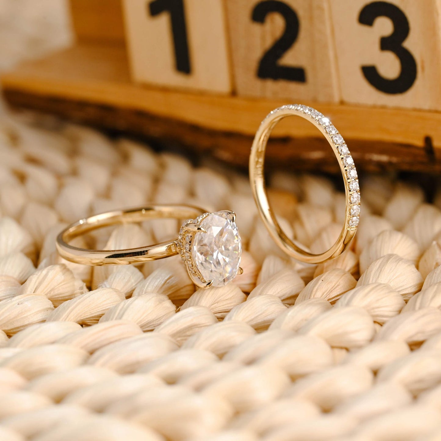 1.0 CT Round Solitaire Lab Grown Diamond Bridal Ring Set