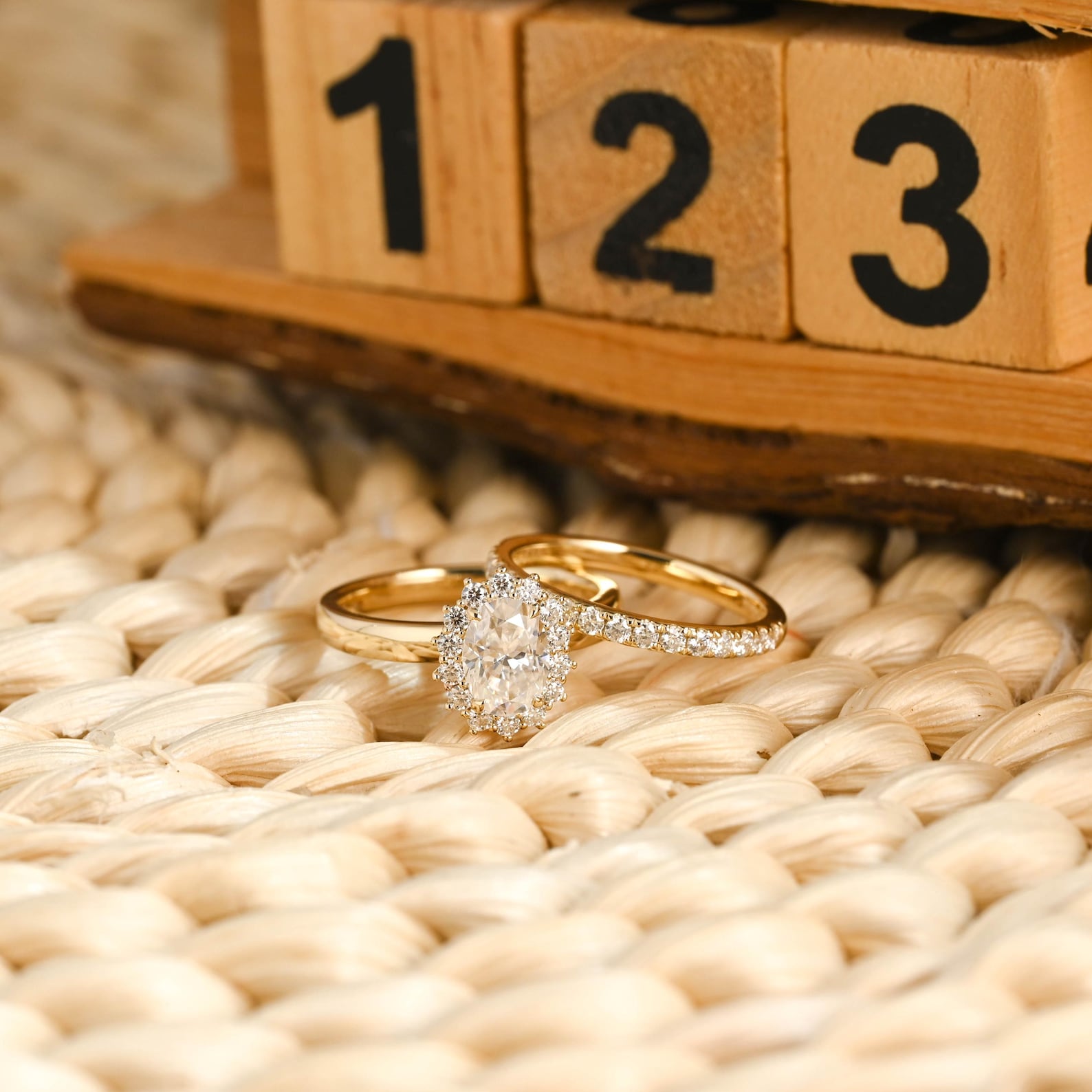 1.0 CT Round Solitaire Lab Grown Diamond Bridal Ring Set