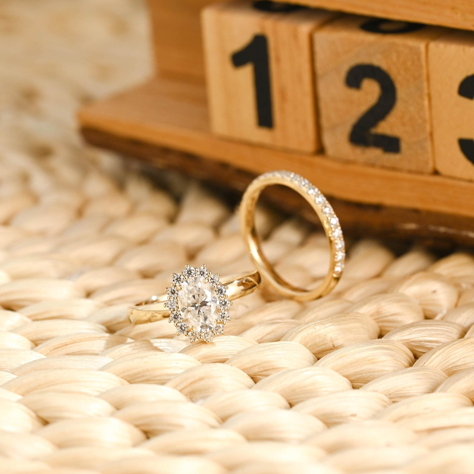 1.0 CT Round Solitaire Lab Grown Diamond Bridal Ring Set