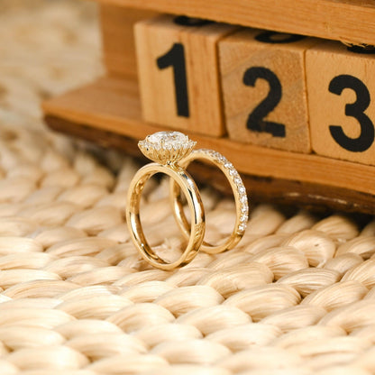 1.0 CT Round Solitaire Lab Grown Diamond Bridal Ring Set