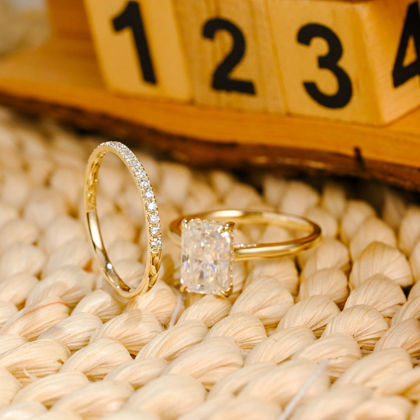 1.0 CT Round Solitaire Lab Grown Diamond Bridal Ring Set