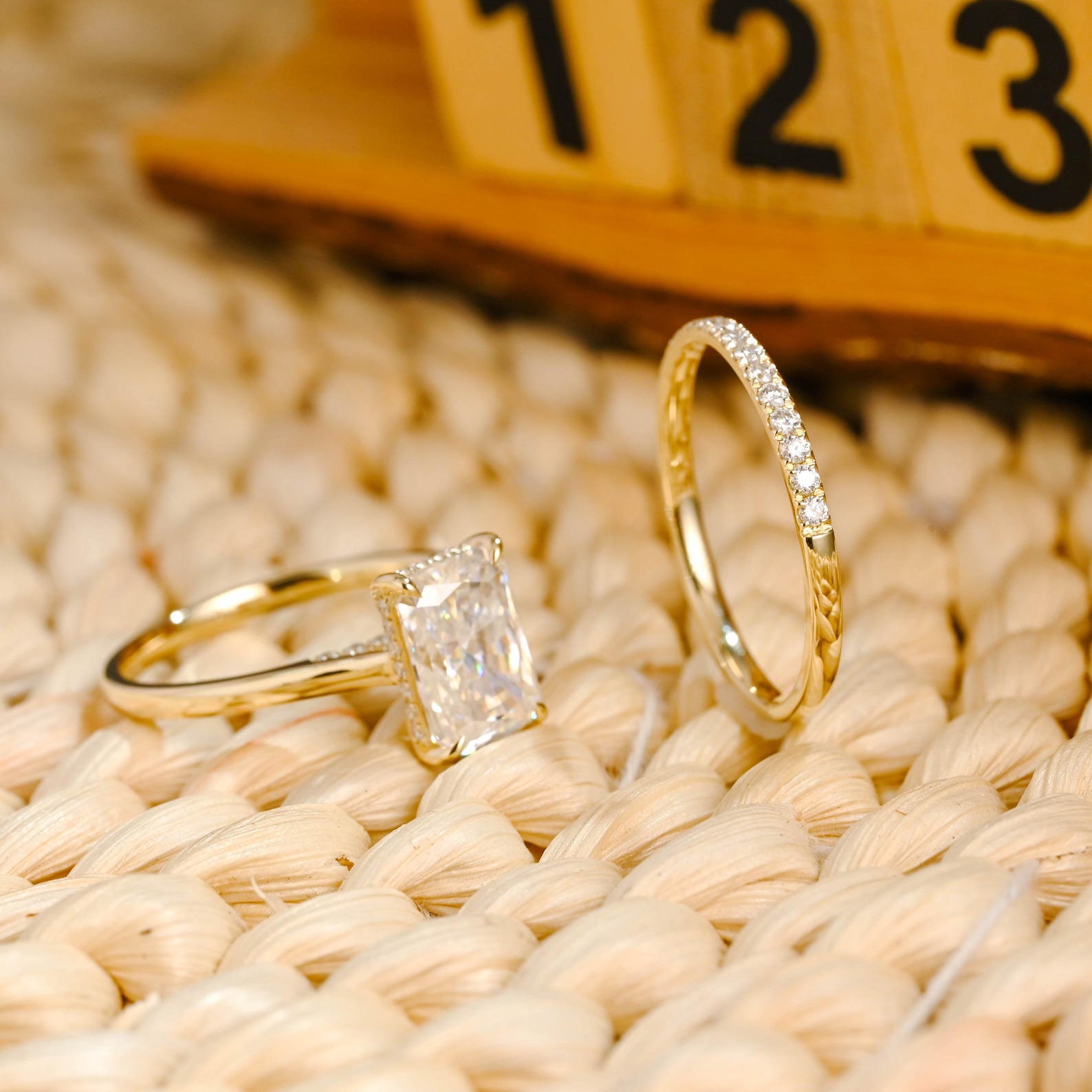 1.0 CT Round Solitaire Lab Grown Diamond Bridal Ring Set