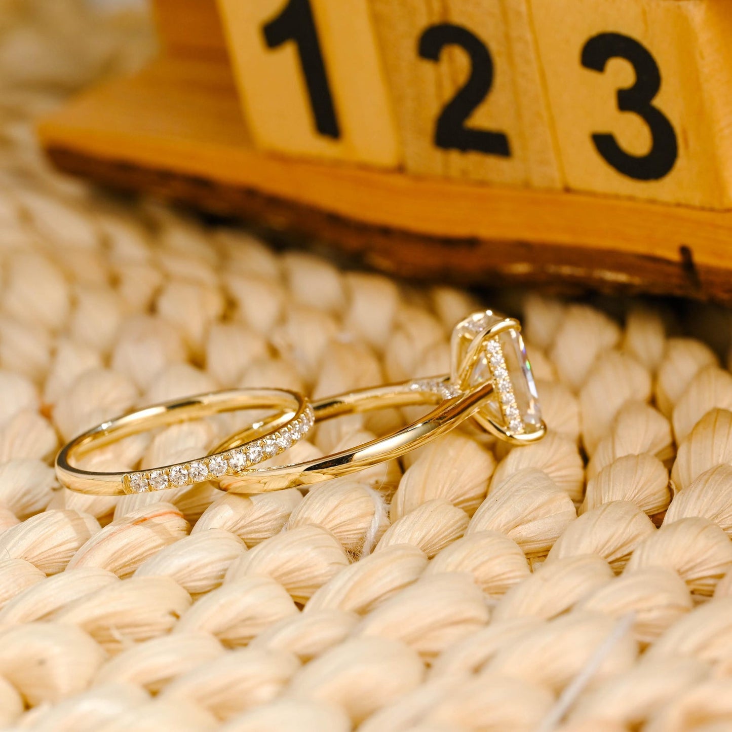 1.0 CT Round Solitaire Lab Grown Diamond Bridal Ring Set