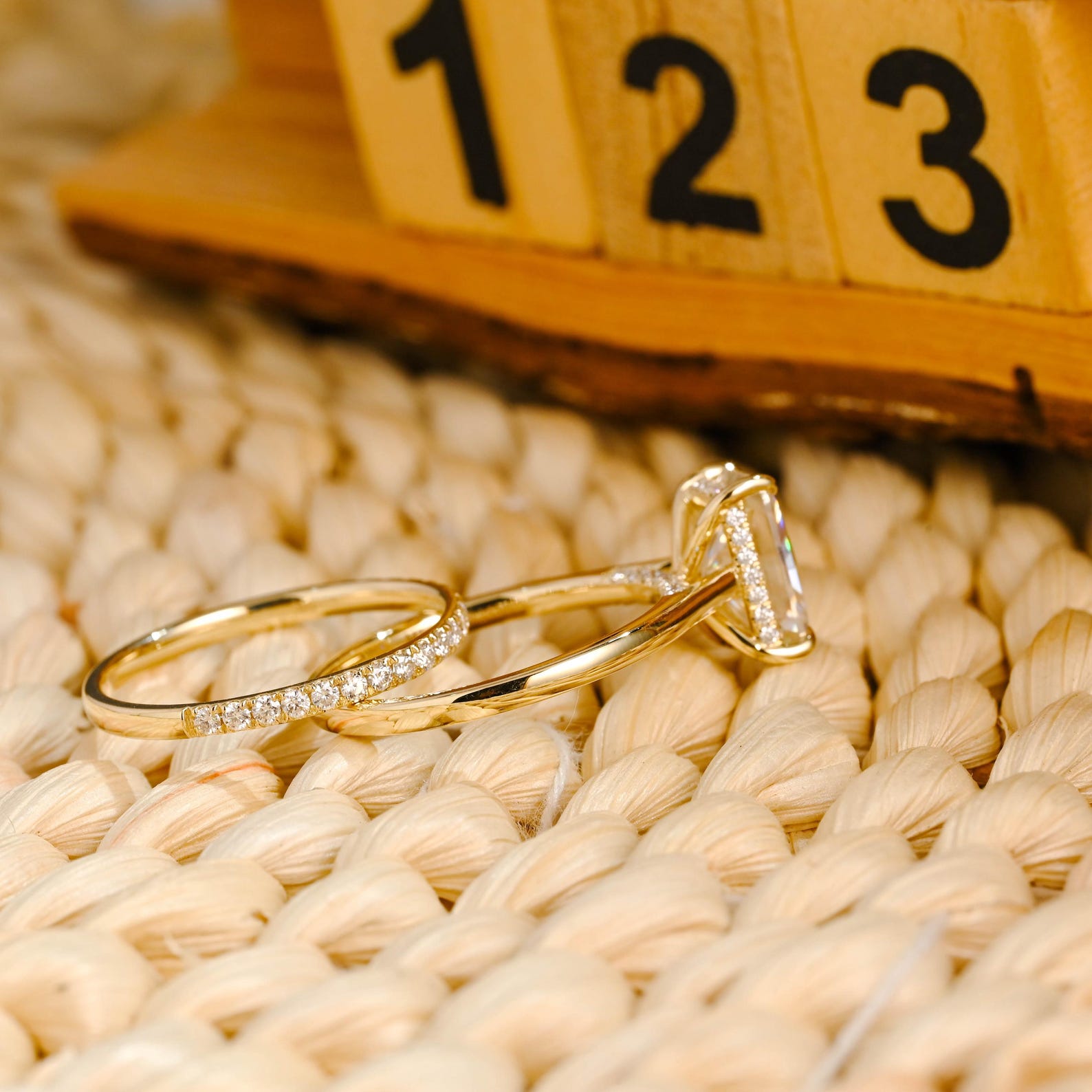 1.0 CT Round Solitaire Lab Grown Diamond Bridal Ring Set