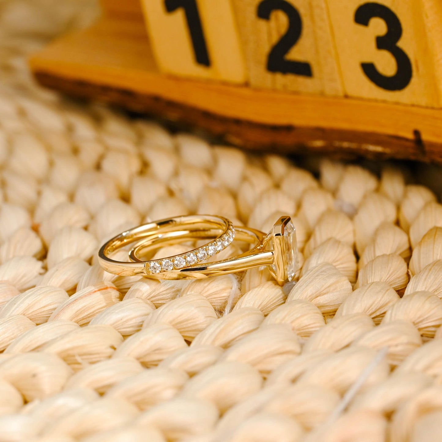 1.0 CT Round Solitaire Lab Grown Diamond Bridal Ring Set