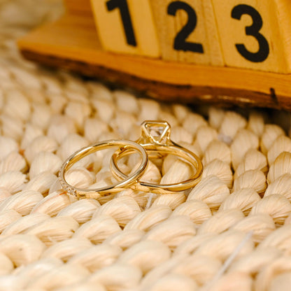 1.0 CT Round Solitaire Lab Grown Diamond Bridal Ring Set