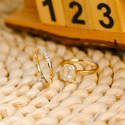 1.0 CT Round Solitaire Lab Grown Diamond Bridal Ring Set