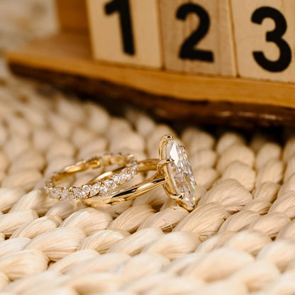 1.0 CT Round Solitaire Lab Grown Diamond Bridal Ring Set