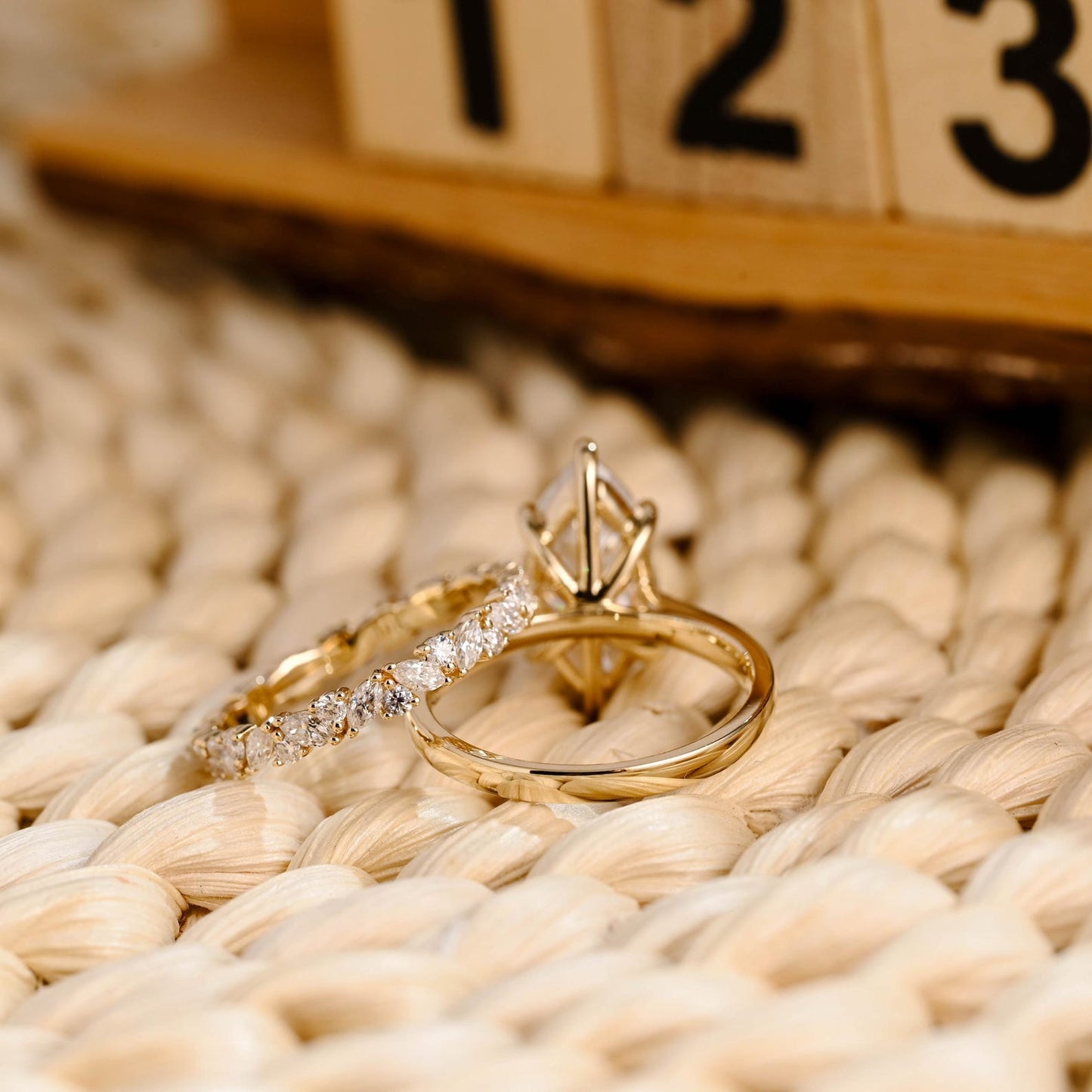 1.0 CT Round Solitaire Lab Grown Diamond Bridal Ring Set