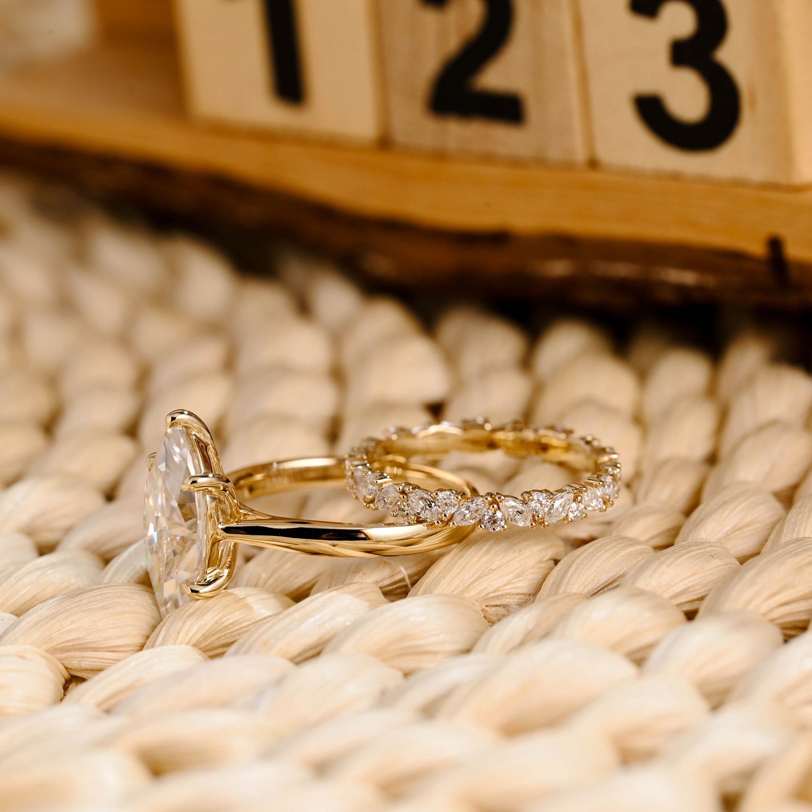1.0 CT Round Solitaire Lab Grown Diamond Bridal Ring Set