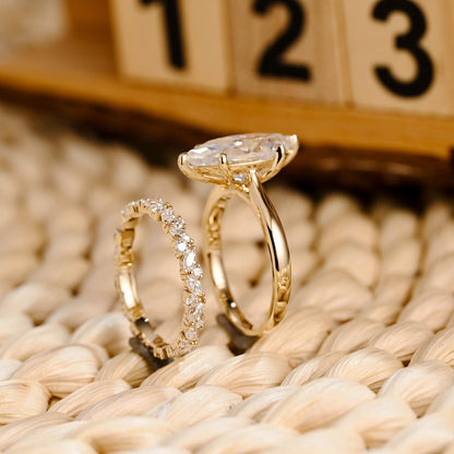 1.0 CT Round Solitaire Lab Grown Diamond Bridal Ring Set