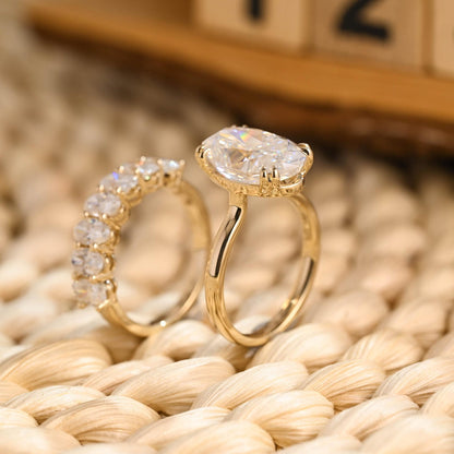 1.0 CT Round Solitaire Lab Grown Diamond Bridal Ring Set