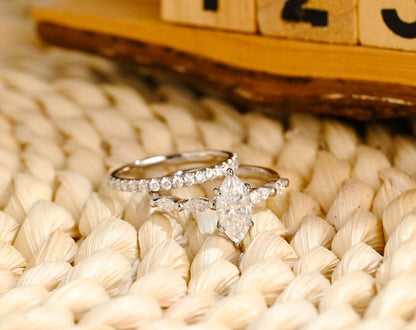 1.0 CT Round Solitaire Lab Grown Diamond Bridal Ring Set