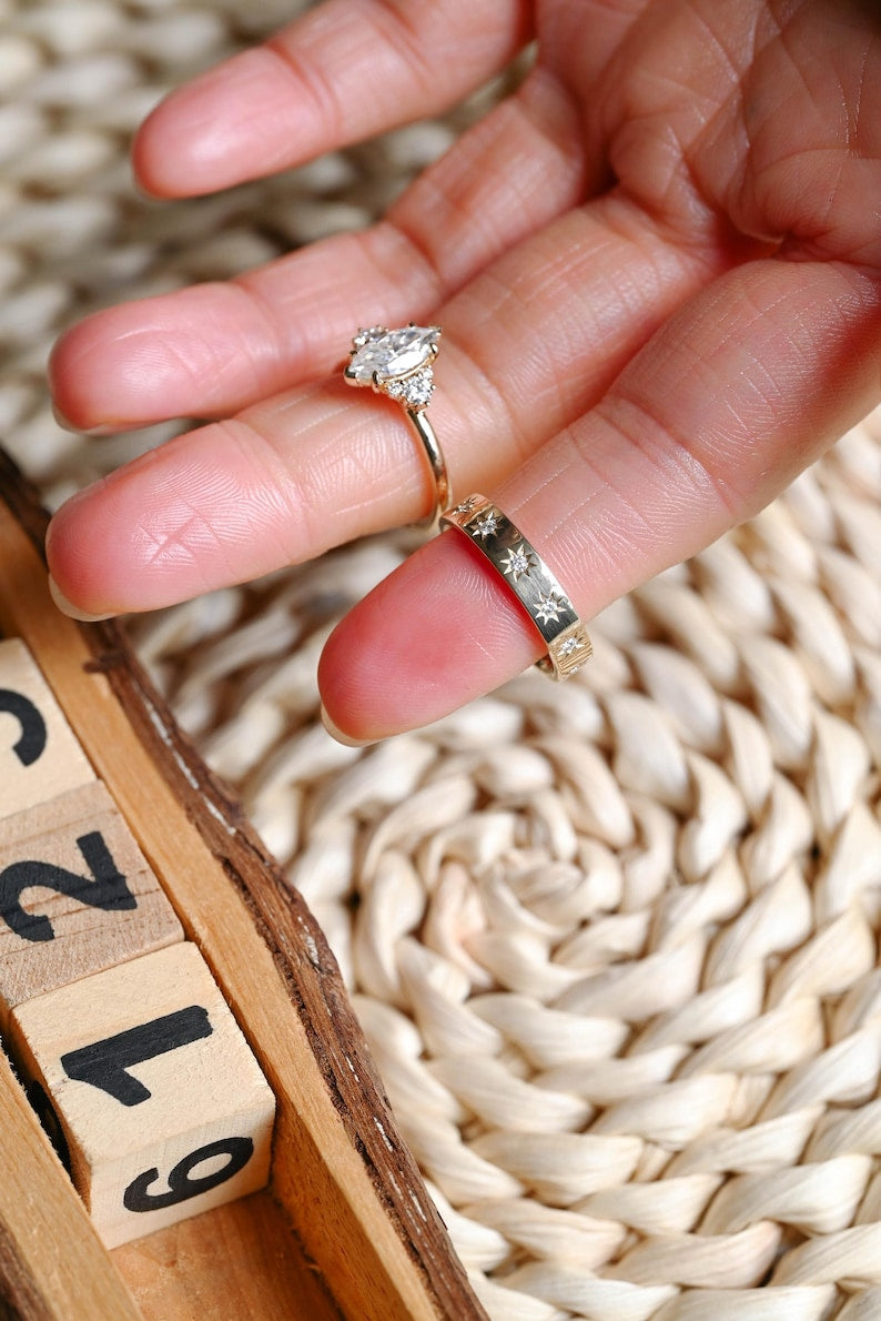 1.0 CT Round Solitaire Lab Grown Diamond Bridal Ring Set