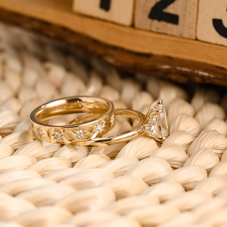 1.0 CT Round Solitaire Lab Grown Diamond Bridal Ring Set