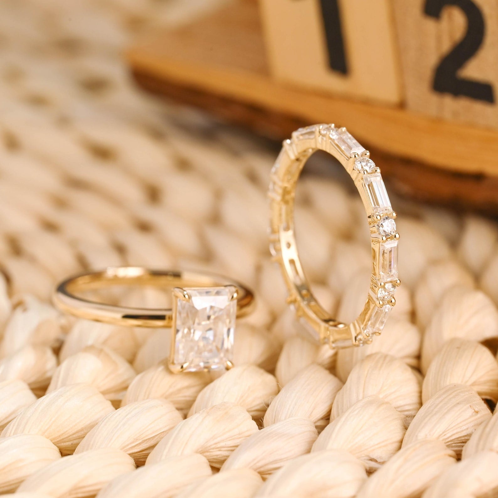 1.0 CT Round Solitaire Lab Grown Diamond Bridal Ring Set