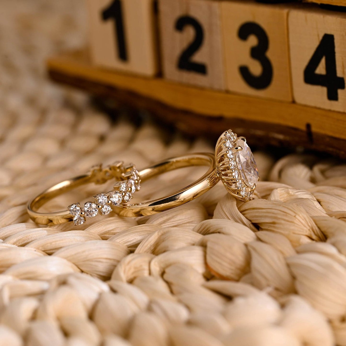 1.0 CT Round Solitaire Lab Grown Diamond Bridal Ring Set