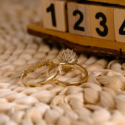 1.0 CT Round Solitaire Lab Grown Diamond Bridal Ring Set