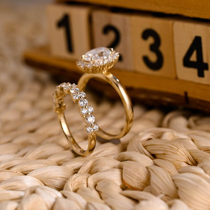 1.0 CT Round Solitaire Lab Grown Diamond Bridal Ring Set